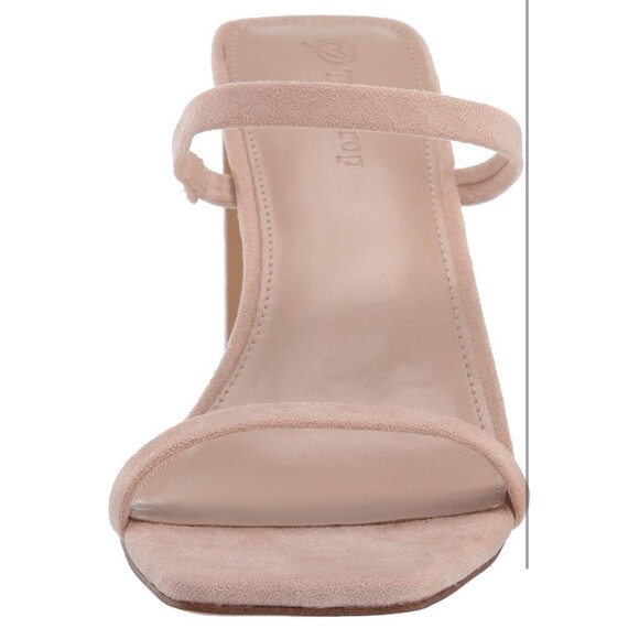 NWT The Drop Women's Avery Square Toe Two Strap Heeled Sandals Natural Size 7 - Picture 4 of 8